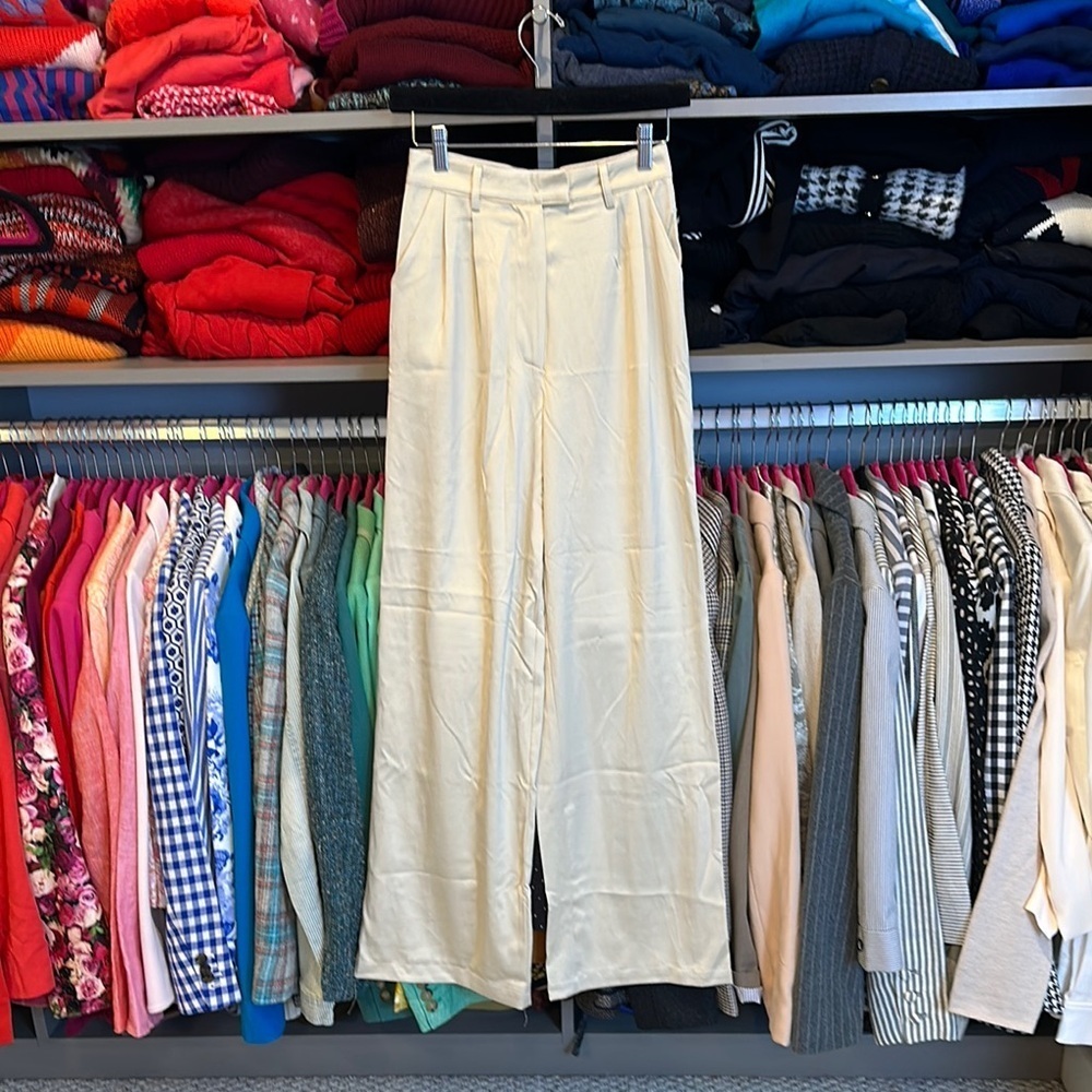 Princess Polly beige Amalia wide leg 2 pocket trousers size 2 NWT